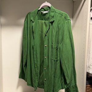 Green women’s Lightweight Button-Up Jacket and pants